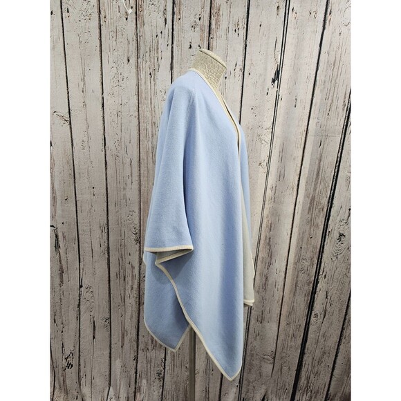 TYLER BOE XS/S Double Sided Cape Light Blue &‎ Ivory Poncho Wrap Sweater - Picture 2 of 7